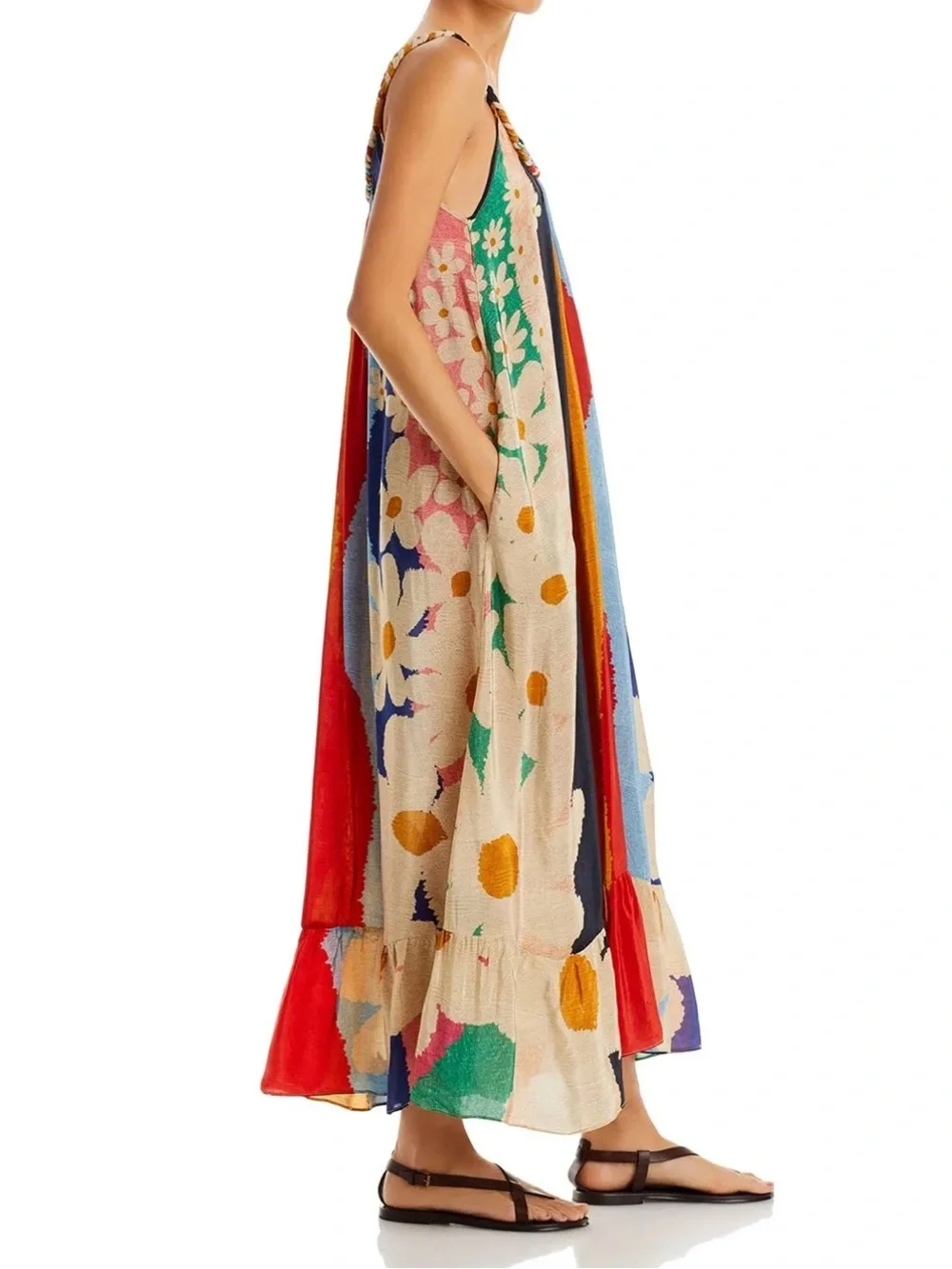 NWT Farm Rio Super Fun Daisy Maxi Dress in Viscose. Lined with pockets. Sz XL - Picture 6 of 15